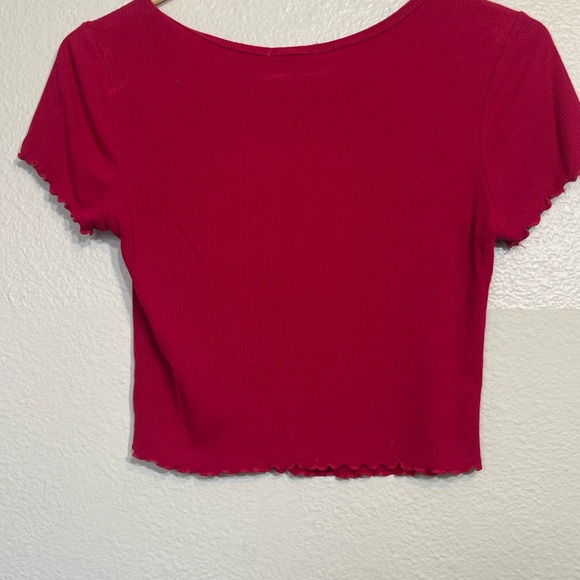 Red Ribbed Women's Crop Top Large - Picture 3 of 3